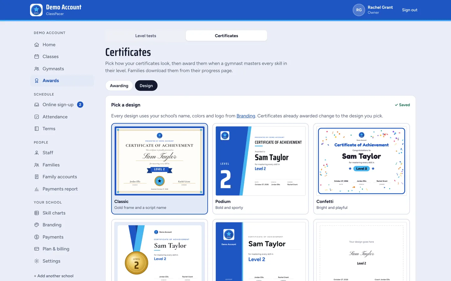 Choosing a certificate design